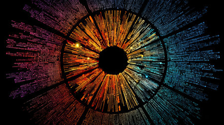 Futuristic digital circular data visualization design .Generative AIの素材