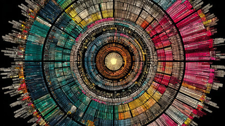 Futuristic digital circular data visualization design .Generative AIの素材