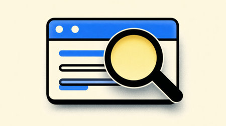 Magnifying Glass on Web Page Search Concept .Generative AIの素材