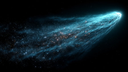 Glowing Comet Trail with Sparkling Particles .Generative AIの素材