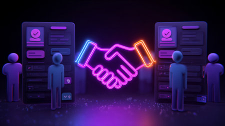 Business Agreement and Team Collaboration Icon Concept .Generative AIの素材