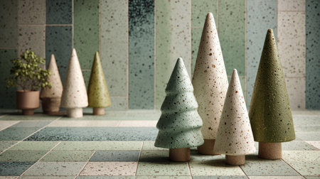 Minimalist Christmas trees decoration with soft lights .Generative AIの素材
