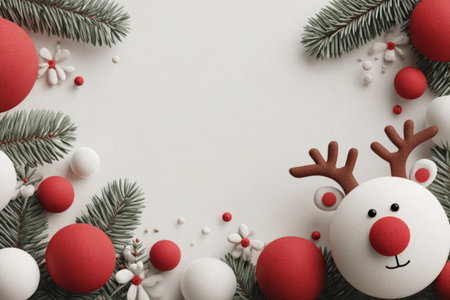 Festive Reindeer Decoration with Red Nose and Antlers .Generative AIの素材