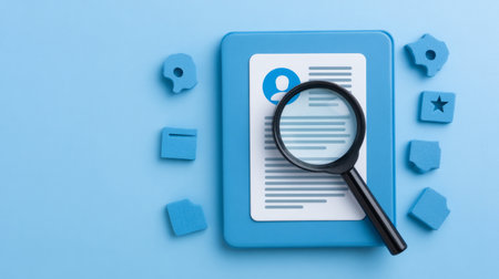 Magnifying Glass on Resume Document for Recruitment .Generative AIの素材