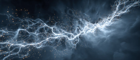 Electric lightning energy stream with glowing sparks .Generative AIの素材