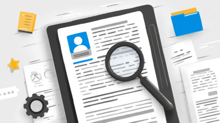 Magnifying Glass on Resume Document for Recruitment .Generative AIの素材