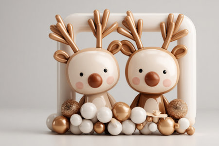 Cute Reindeer Toy with Winter Decorations .Generative AIの素材