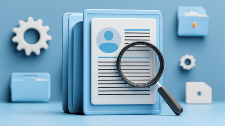 Magnifying Glass on Resume Document for Recruitment .Generative AIの素材