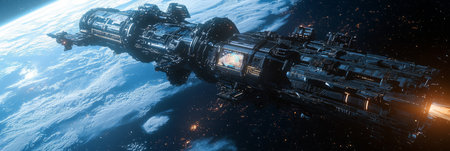 Space station in space, mission, space background. Generative AIの素材