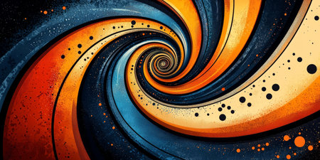 A dynamic spiral with bold, comic-style lines. Generative AIの素材