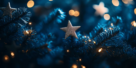 New Year's Dark blue background with stars symbolizing the festive season. Generative AIの素材