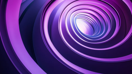 Abstract 3D rings in luminous violet hues, layered circular lines creating a hypnotic futuristic pattern. Generative AIの素材