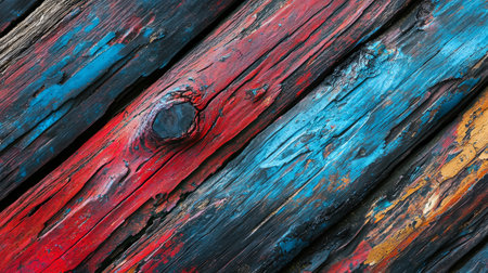 background wood is treated with bright stains that have faded over time. Generative AIの素材