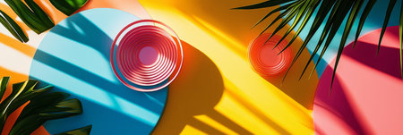 Colorful Abstract Tropical Patterns with Geometric Shapes. Generativeの素材