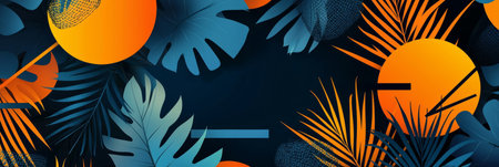 Colorful Abstract Tropical Patterns with Geometric Shapes. Generativeの素材