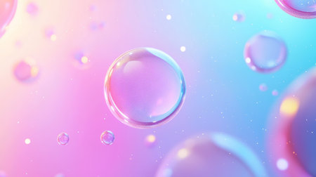 Dreamy Pastel Landscapes with Floating Glass Spheres. Generative AIの素材