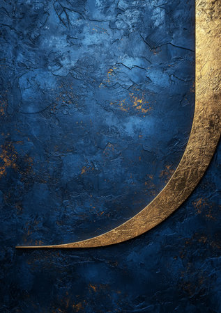 Minimal textured background in muted navy with golden edges. Generative AIの素材