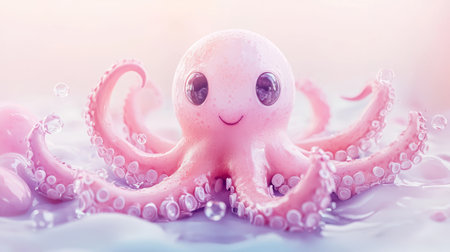 Little pastel octopus with tiny blushing cheeks. Generative AIの素材