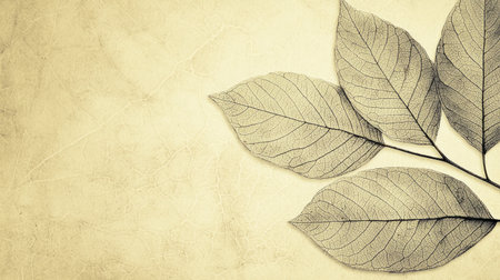 Vintage botanical leaf background with aged textures. Generative AIの素材