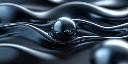 Abstract futuristic background with metallic spheres and smooth gradients on a dark minimalist surface. Generative AIの素材