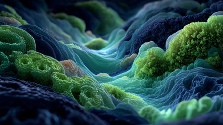 microbiome landscape with organic textures. Generative AIの素材