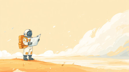 Astronaut on Mars Holds Terraforming Plan. Generative AIの素材