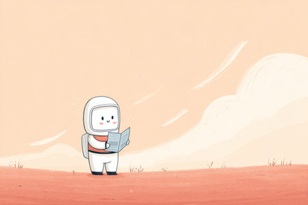 Astronaut on Mars Holds Terraforming Plan. Generative AIの素材