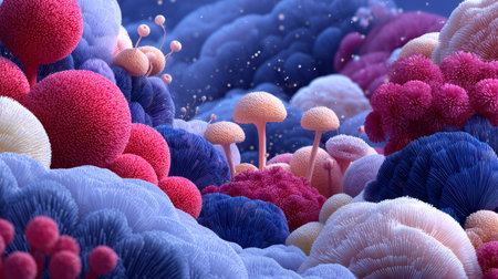 microbiome landscape with organic textures. Generative AIの素材