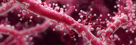 abstract of blood vessels as glowing fractals. Generative AIの素材