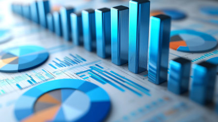 Pie Charts and Data Visualization in Bright Colors. Generative AIの素材