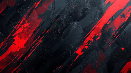 Dark camouflage textures with bold red diagonals. Generative AIの素材