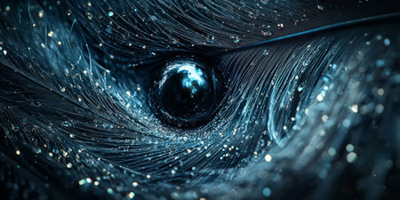 Feathery textures form a soft swirl with a lustrous black pearl at the center. Generative AIの素材