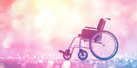 Soft pastel background with wheelchair-accessible symbols. Generative AIの素材