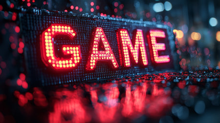 The word GAME Futuristic Gaming Concept with Neon Lights. Generative AIの素材