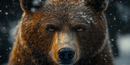surreal bear portraits featuring glowing eyes, soft fur, and dramatic lighting. Generative AIの素材