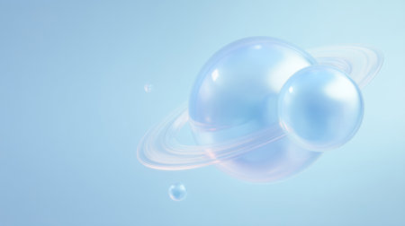 3D Abstract Blue Spheres Floating in Motion. Generativeの素材