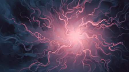 Abstract horror fog, twisted black smoke tendrils with soft glowing center void. Generativeの素材