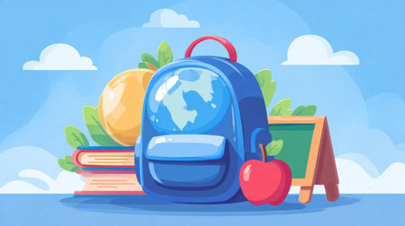 Back to School Concept with Backpacks and Globes. Generative AIの素材