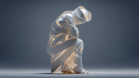 Emotional metaphor, paper figure taping itself back together. Generative AIの素材