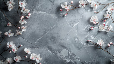Luxury gray stone background with soft, subtle floral details. Generative AIの素材