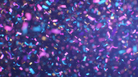 confetti explosion background, vibrant colorful streamers and glitter shapes filling frame with celebration energy. Generative AIの素材