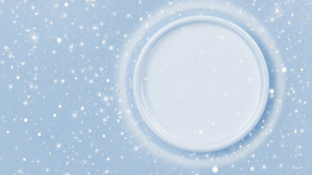 air foam ring framing the logo space, floating glitter and blue background wash. Generative AIの素材