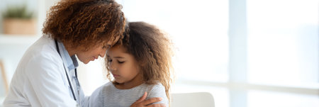 Pediatric Doctors Comforting and Supporting Children. Generative AIの素材