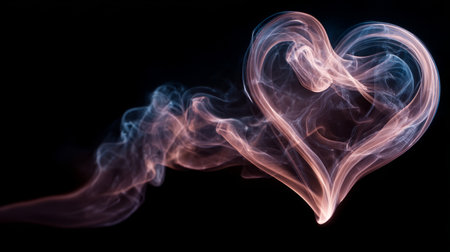 rising smoke shaped like heart or spiral evoking warmth, passion and flow. Generative AIの素材