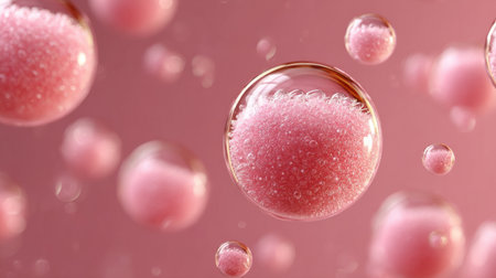 Pink Abstract Spheres and Bubbles Background. Generative AIの素材