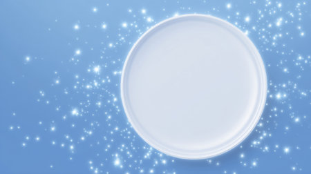 air foam ring framing the logo space, floating glitter and blue background wash. Generative AIの素材