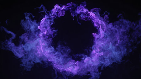 Purple and black smoke clouds, curling around glowing void in the middle. Generativeの素材
