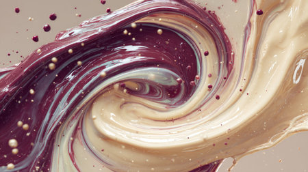 Silky cosmetic fluid flow, oil-serum mixture swirling with active beauty ingredients. Generativeの素材