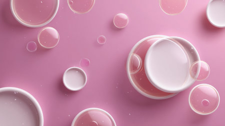 Pink Abstract Spheres and Bubbles Background. Generative AIの素材