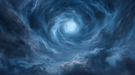 Swirling gray and blue smoke, moonlight filtering through fog. Generativeの素材